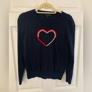 Banana Republic Crew Neck Blue Sweater with Heart, SP. Never worn